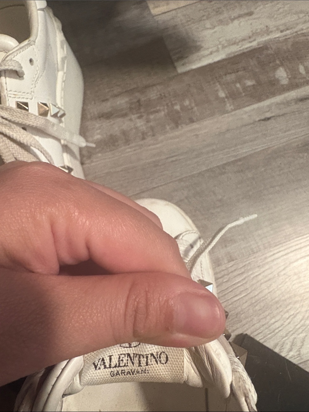 Valentino Garavani White Platform Studded Sneakers - Picture 3 of 5
